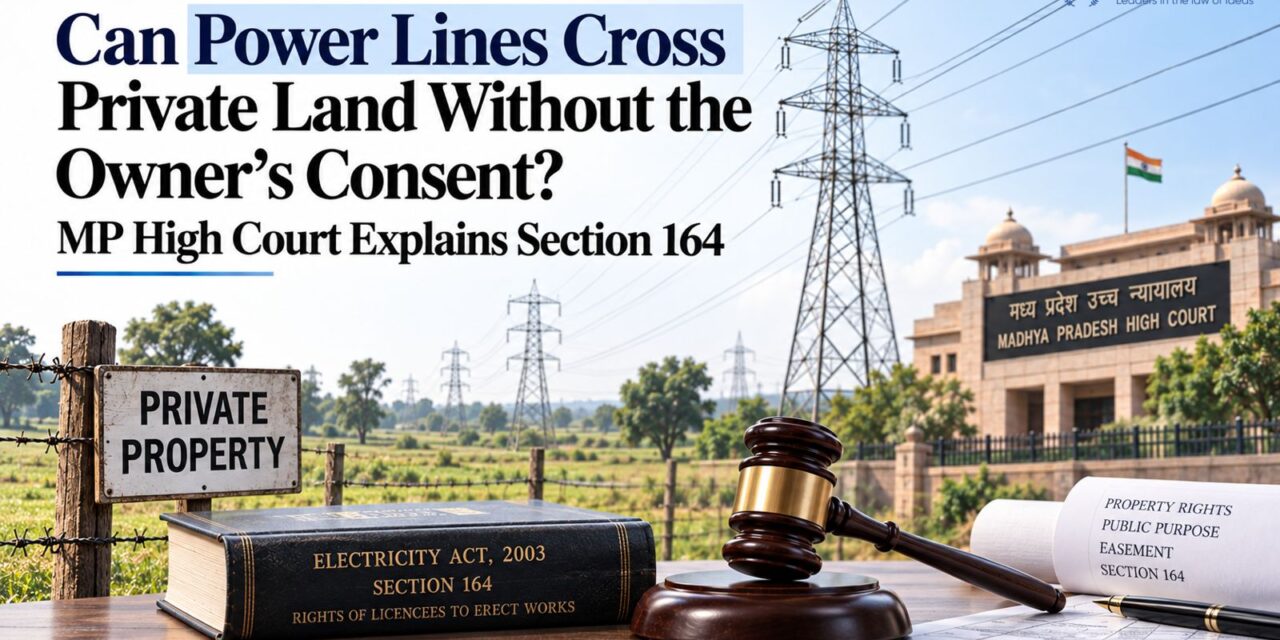 PRIMELEGAL | Can Power Lines Cross Private Land Without the Owner’s Consent? MP High Court Explains Section 164