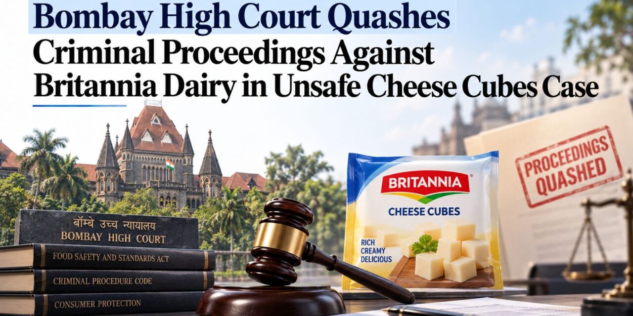 PRIME LEGAL | Bombay High Court Quashes Criminal Proceedings Against Britannia Dairy in Unsafe Cheese Cubes Case