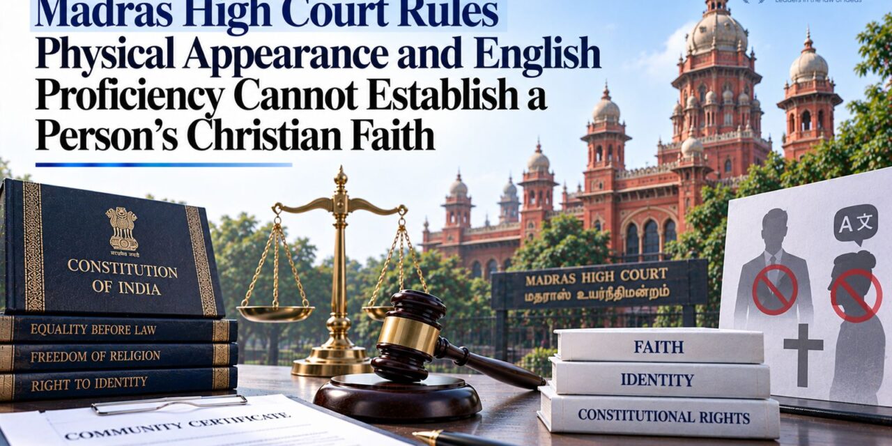 PRIME LEGAL | Madras High Court on Re-conversion to Hinduism and Scheduled Caste Status