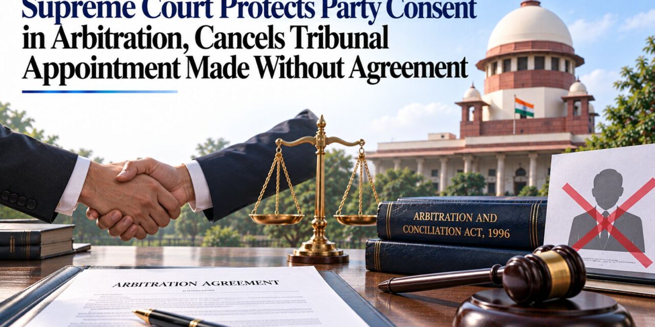 PRIME LEGAL | Supreme Court Protects Party Consent in Arbitration, Cancels Tribunal Appointment Made Without Agreement