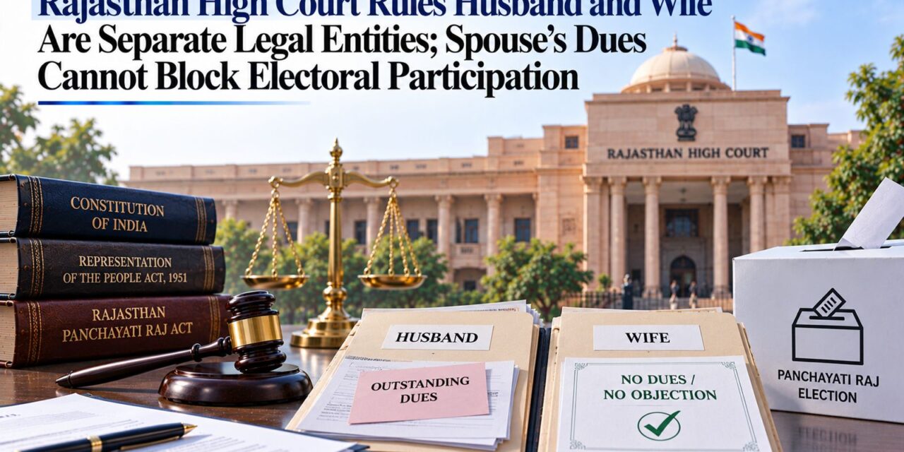 PRIME LEGAL | Pending Dues of Spouse Cannot Bar Election: Rajasthan High Court