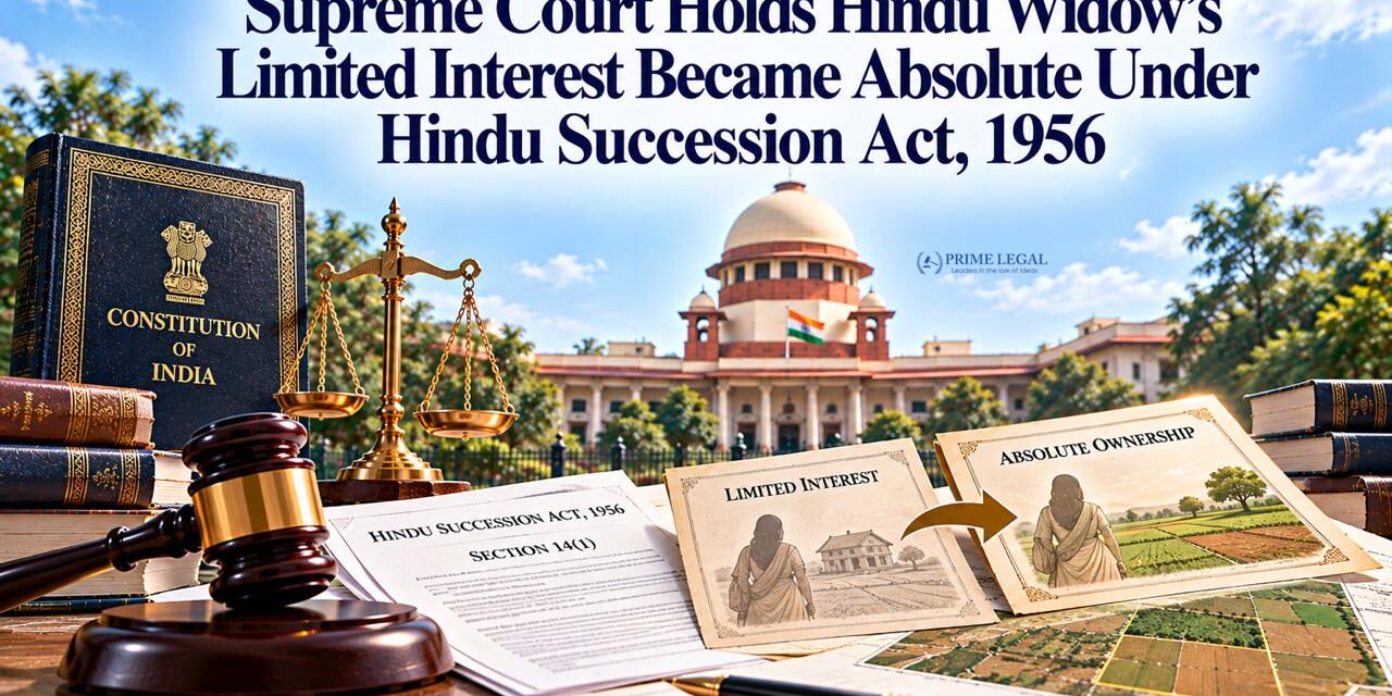 PRIMELEGAL | Supreme Court Holds Hindu Widow’s Limited Interest Became Absolute Under Hindu Succession Act, 1956