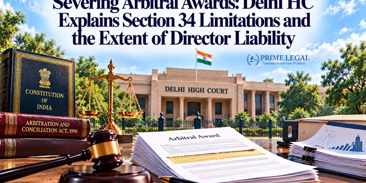 PRIMELEGAL | Severing Arbitral Awards Delhi HC Explains Section 34 Limitations and the Extent of Director Liability