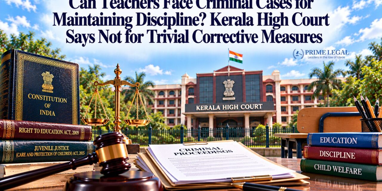 PRIME LEGAL | Can Teachers Face Criminal Cases for Maintaining Discipline? Kerala High Court Says Not for Trivial Corrective Measures
