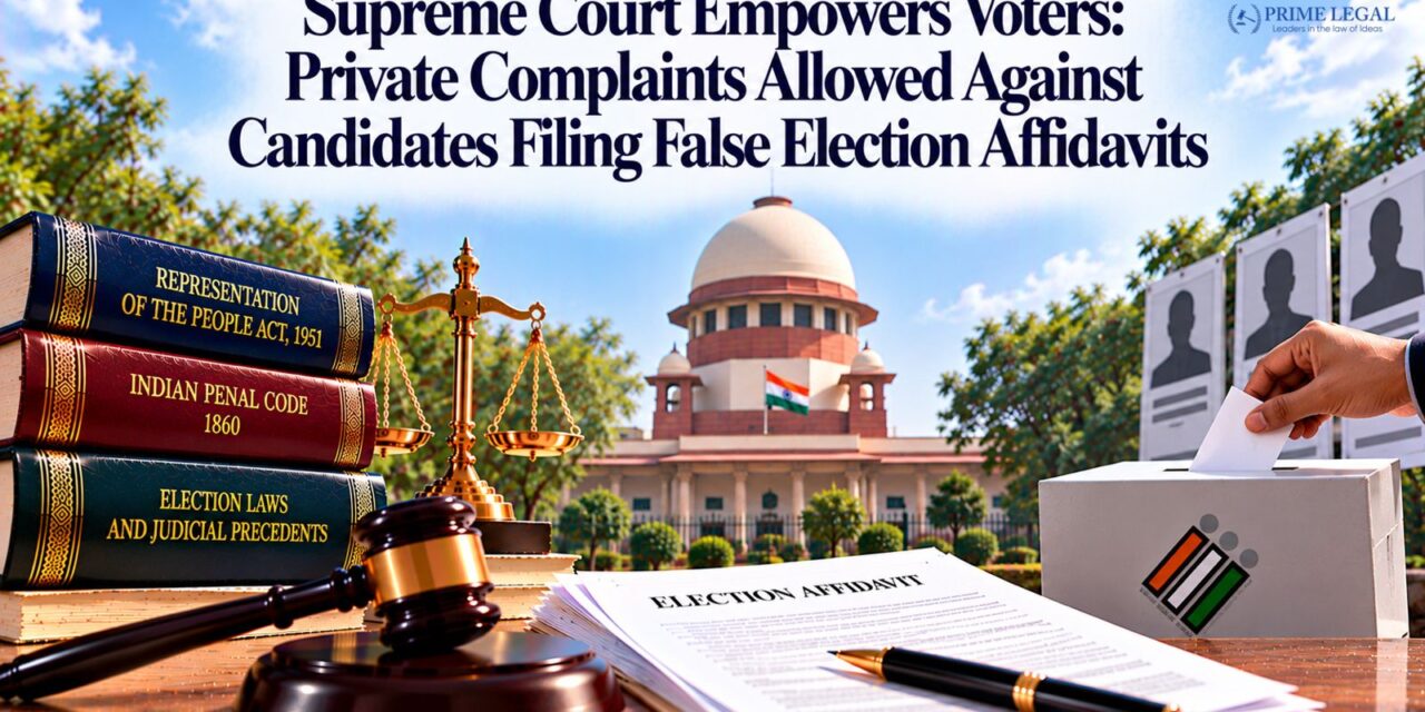 PRIME LEGAL | Supreme Court Empowers Voters: Private Complaints Allowed Against Candidates Filing False Election Affidavits
