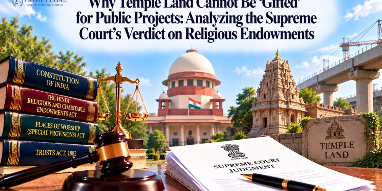 PRIME LEGAL | Why Temple Land Cannot Be ‘Gifted’ for Public Projects: Analyzing the Supreme Court’s Verdict on Religious Endowments.