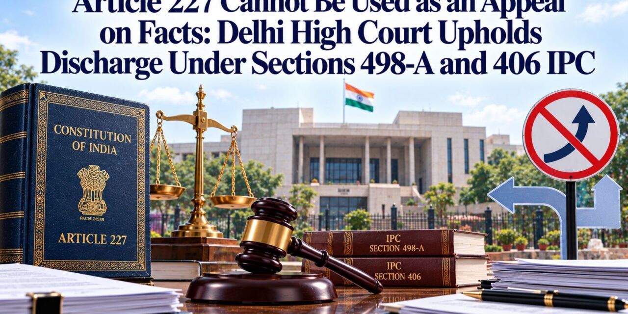 PRIMELEGAL | Article 227 Cannot Be Used as an Appeal on Facts: Delhi High Court Upholds Discharge Under Sections 498-A and 406 IPC