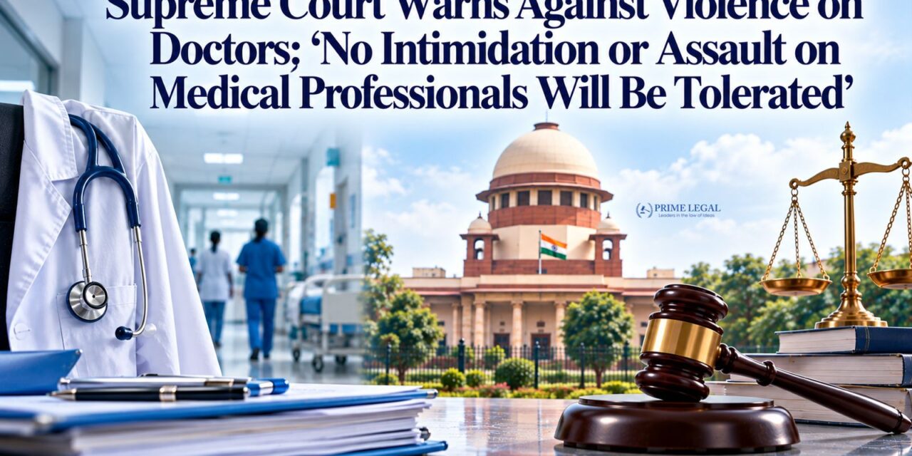 PRIME LEGAL | Supreme Court Warns Against Violence on Doctors: ‘No Intimidation or Assault on Medical Professionals Will Be Tolerated’