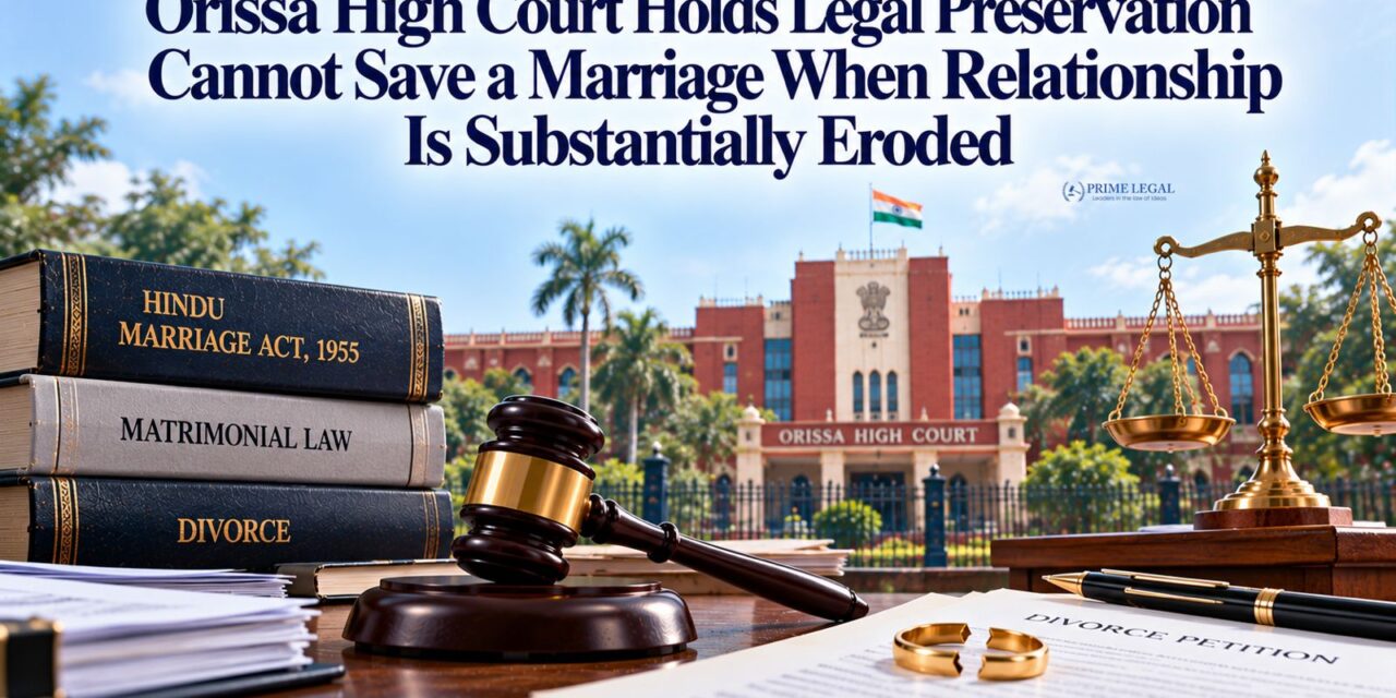PRIMELEGAL | Mental Cruelty Must Be Assessed Cumulatively: Orissa High Court Upholds Divorce Under Section 13(1)(ia) of the Hindu Marriage Act
