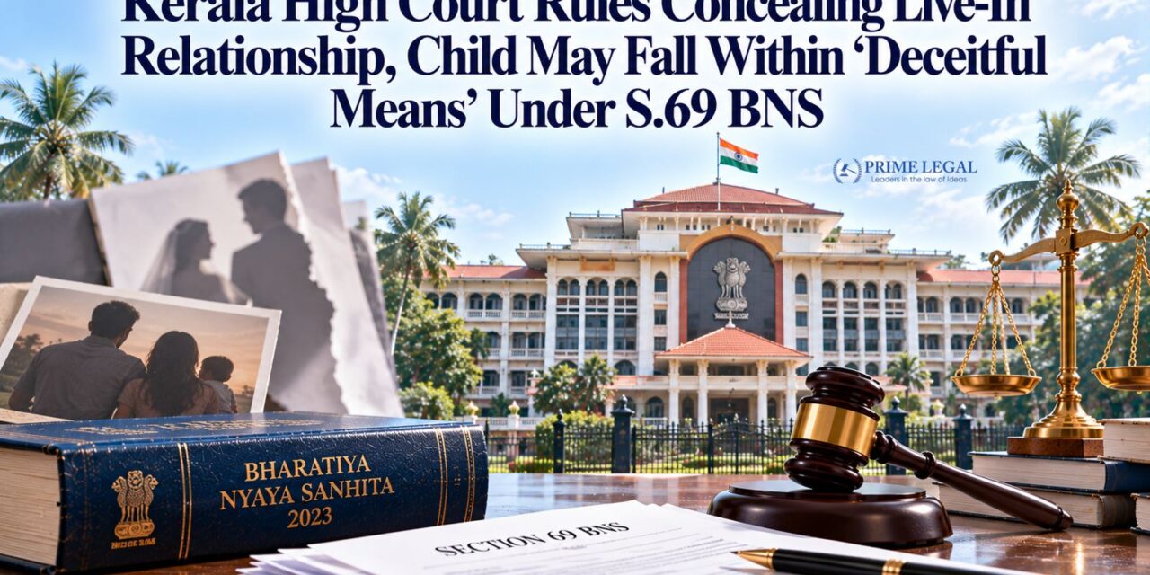 PRIME LEGAL | Kerala High Court Rules Concealing Live-In Relationship, Child May Fall Within ‘Deceitful Means’ Under S.69 BNS
