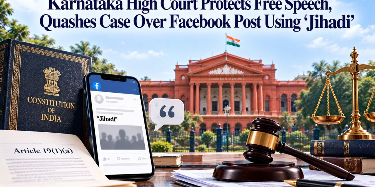 PRIMELEGAL | Karnataka High Court Protects Free Speech, Quashes Case Over Facebook Post Using ‘Jihadi’