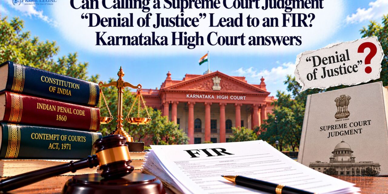 PRIMELEGAL | Can Calling a Supreme Court Judgment “Denial of Justice” Lead to an FIR? Karnataka High Court Answers
