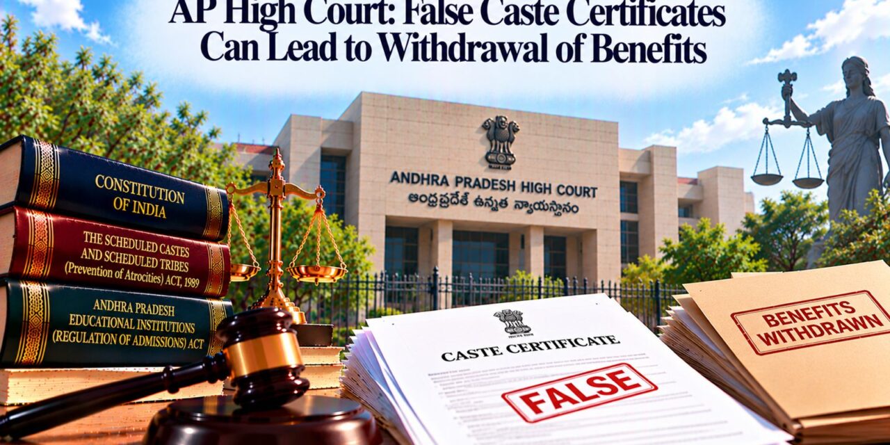 PRIMELEGAL | AP High Court: False Caste Certificates Can Lead to Withdrawal of Reservation Benefits